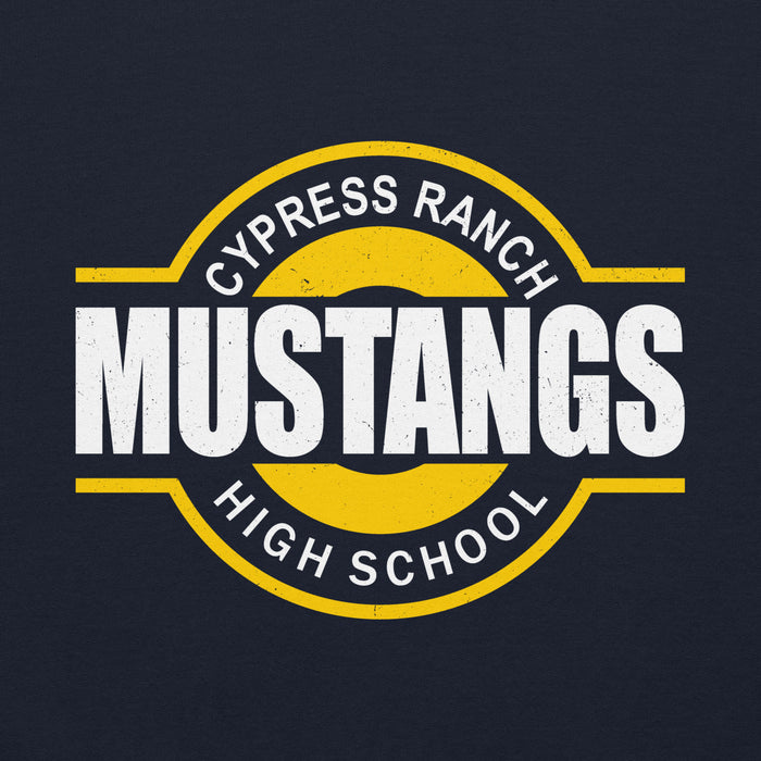 Close-up view of Cypress Ranch High School Mustangs Navy Classic Unisex Hoodie 011