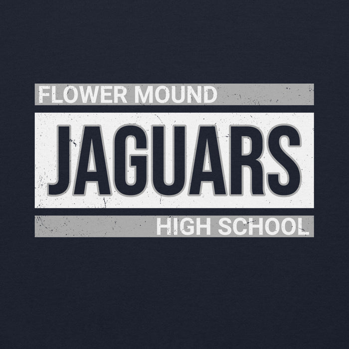 Close-up view of Flower Mound High School Jaguars Navy Blue Classic Unisex Hoodie 098