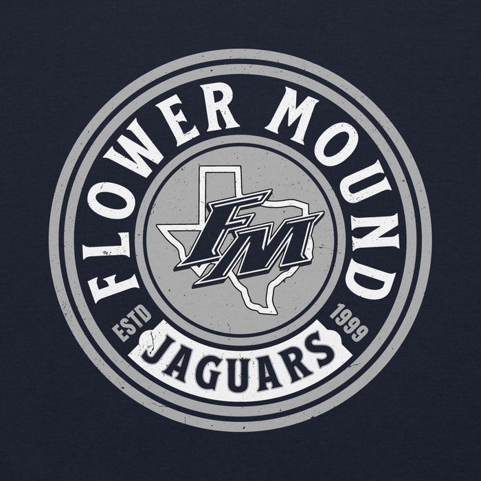 Close-up view of Flower Mound High School Jaguars Navy Blue Classic Unisex Hoodie 220