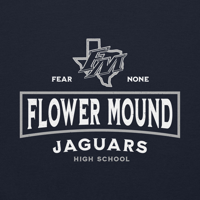 Close-up view of Flower Mound High School Jaguars Navy Blue Classic Unisex Hoodie 202