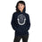 Woman wearing Flower Mound High School Jaguars Navy Blue Classic Unisex Hoodie 229