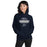 Woman wearing Flower Mound High School Jaguars Navy Blue Classic Unisex Hoodie 040