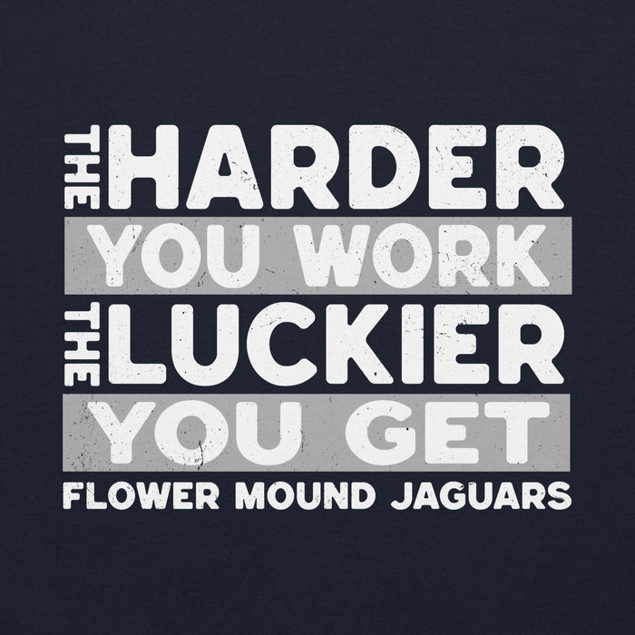 Close-up view of Flower Mound High School Jaguars Navy Blue Classic Unisex Hoodie 238