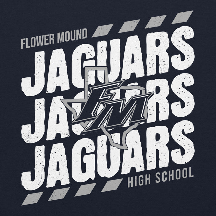 Close-up view of Flower Mound High School Jaguars Navy Blue Classic Unisex Hoodie 223