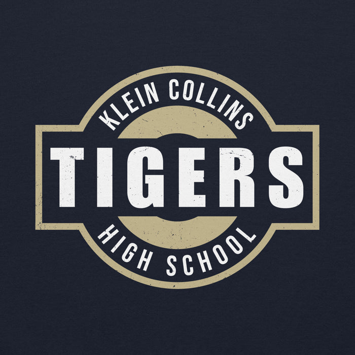 Close-up view of Klein Collins High School Tigers Navy Classic Unisex Hoodie 011