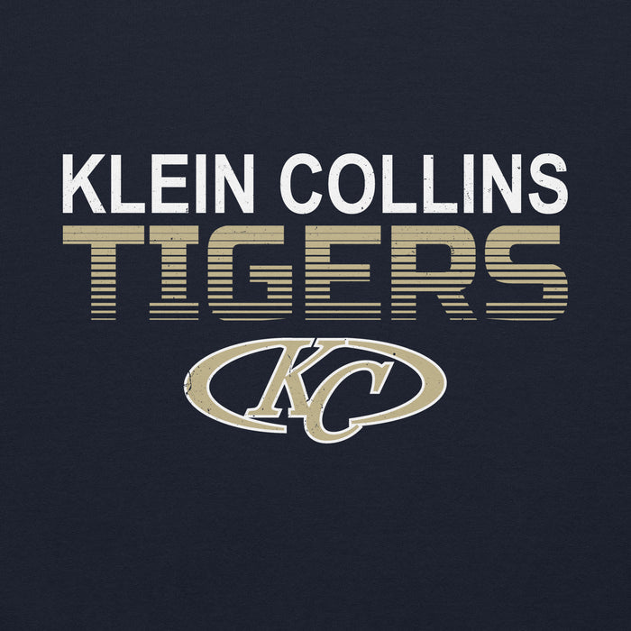 Close-up view of Klein Collins High School Tigers Navy Classic Unisex Hoodie 024