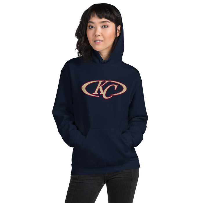 Woman wearing Klein Collins High School Tigers Navy Classic Unisex Hoodie 200