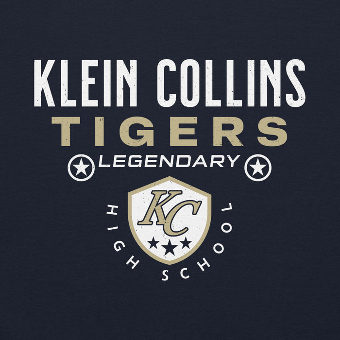 Close-up view of Klein Collins High School Tigers Navy Classic Unisex Hoodie 003