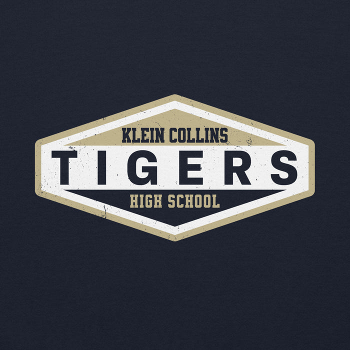 Close-up view of Klein Collins High School Tigers Navy Classic Unisex Hoodie 009