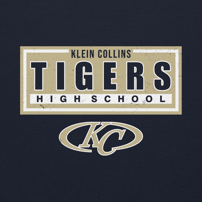 Close-up view of Klein Collins High School Tigers Navy Classic Unisex Hoodie 049