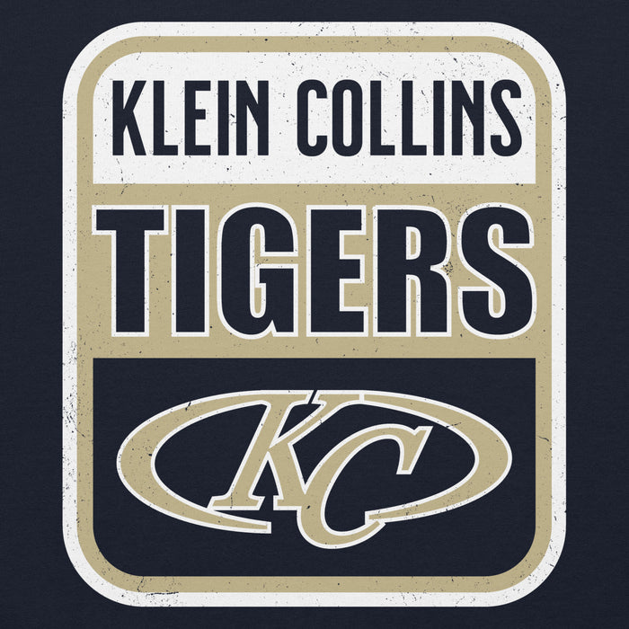 Close-up view of Klein Collins High School Tigers Navy Classic Unisex Hoodie 001