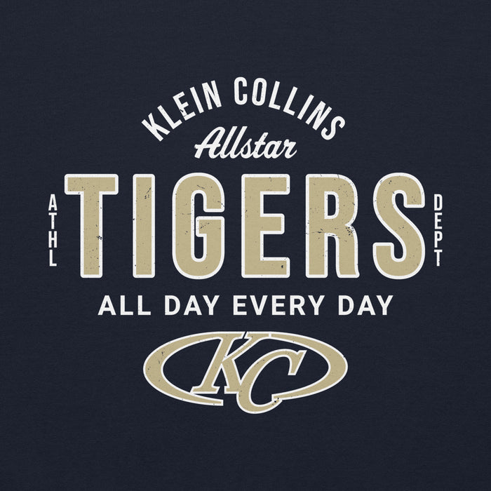 Back view of Klein Collins High School Tigers Navy Classic Unisex Hoodie 034