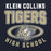 Close-up view of Klein Collins High School Tigers Navy Classic Unisex Hoodie 204
