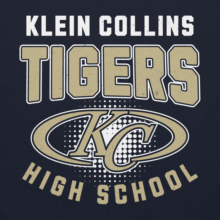 Close-up view of Klein Collins High School Tigers Navy Classic Unisex Hoodie 204