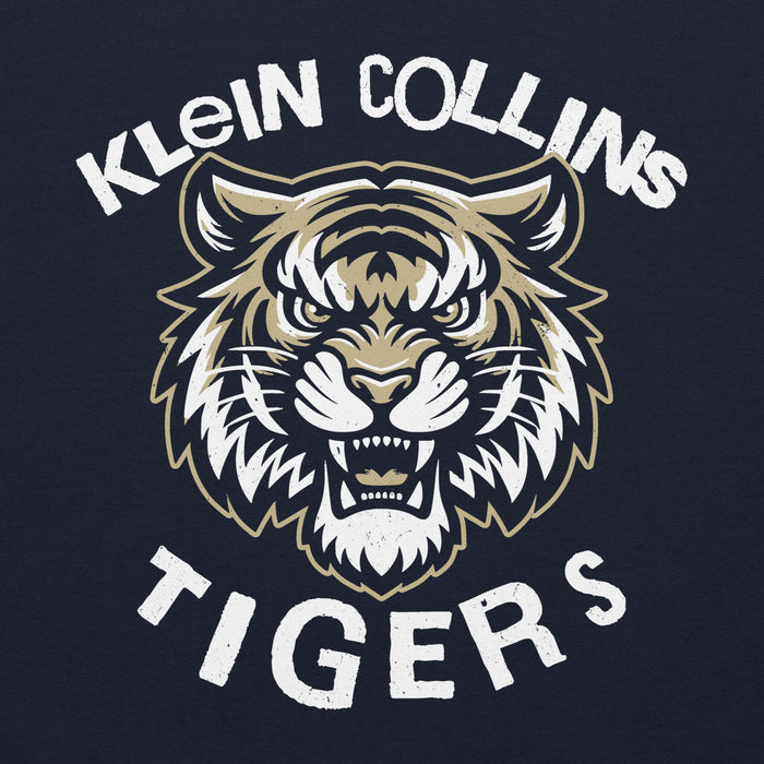 Close-up view of Klein Collins High School Tigers Navy Classic Unisex Hoodie 228