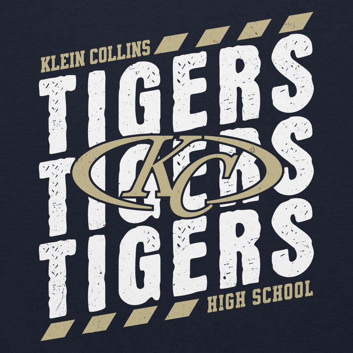 Close-up view of Klein Collins High School Tigers Navy Classic Unisex Hoodie 223
