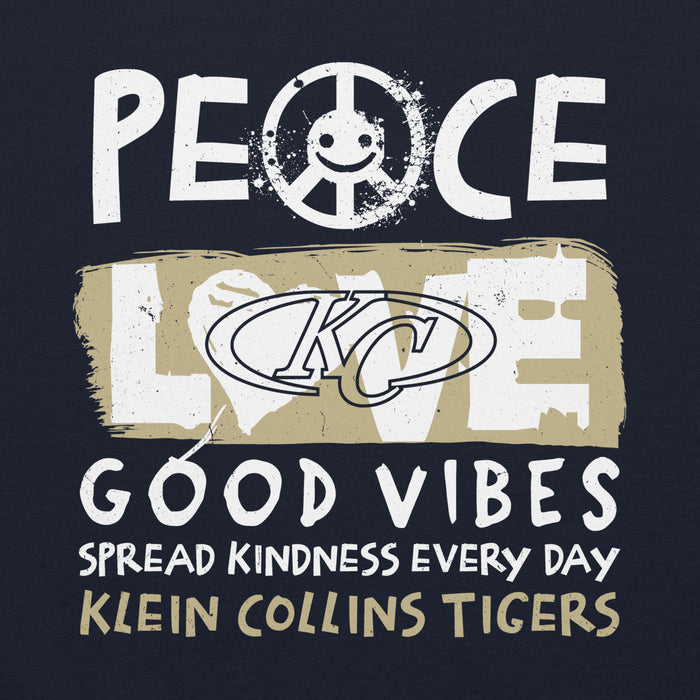 Close-up view of Klein Collins High School Tigers Navy Classic Unisex Hoodie 240