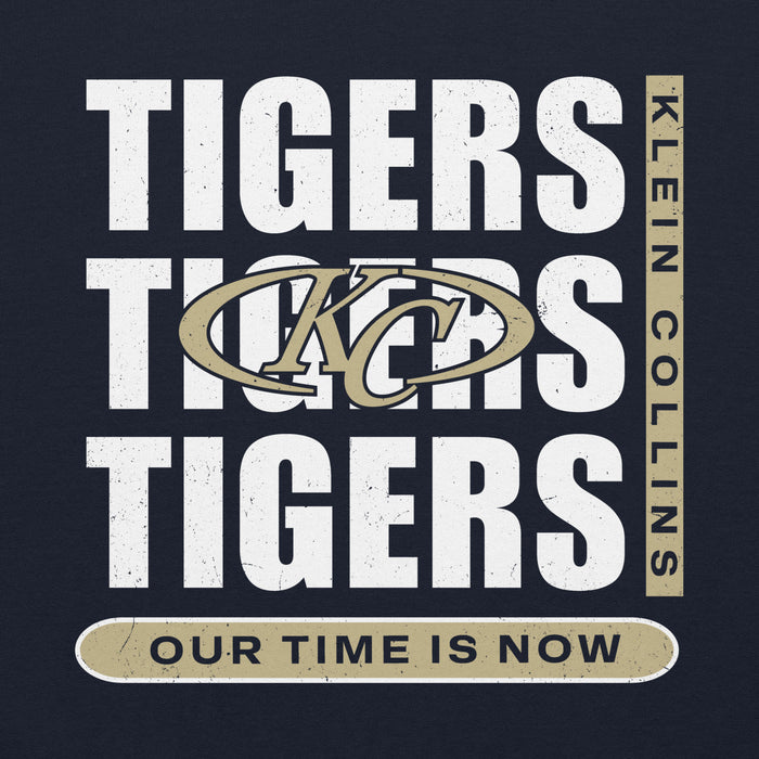 Close-up view of Klein Collins High School Tigers Navy Classic Unisex Hoodie 235