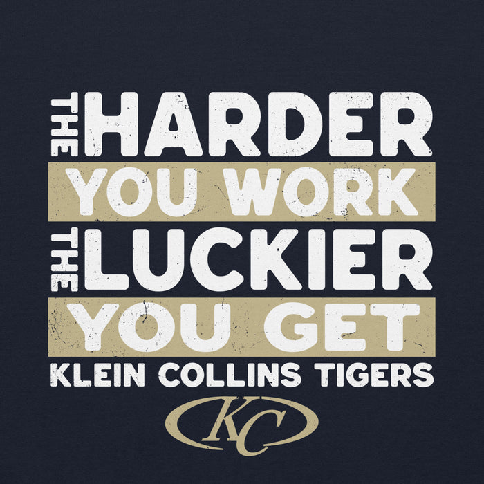 Close-up view of Klein Collins High School Tigers Navy Classic Unisex Hoodie 238