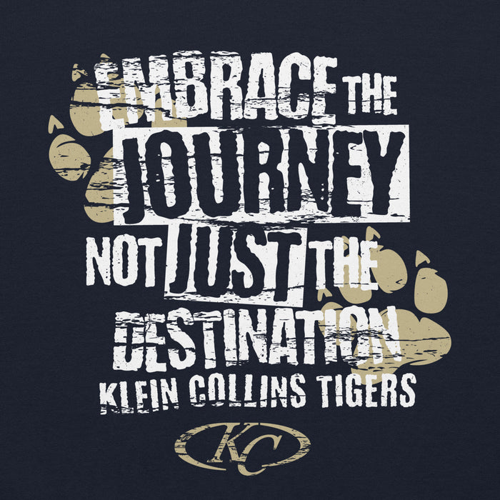 Close-up view of Klein Collins High School Tigers Navy Classic Unisex Hoodie 232