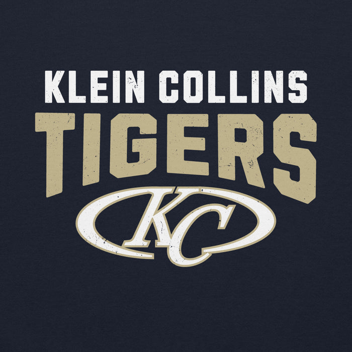 Close-up view of Klein Collins High School Tigers Navy Classic Unisex Hoodie 234