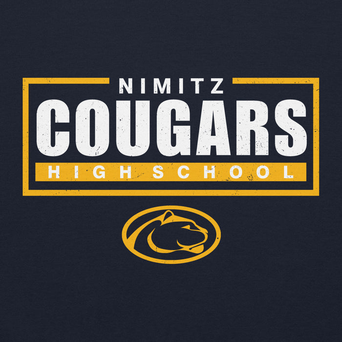 Close-up view of Nimitz High School Cougars Navy Blue Classic Unisex Hoodie 049