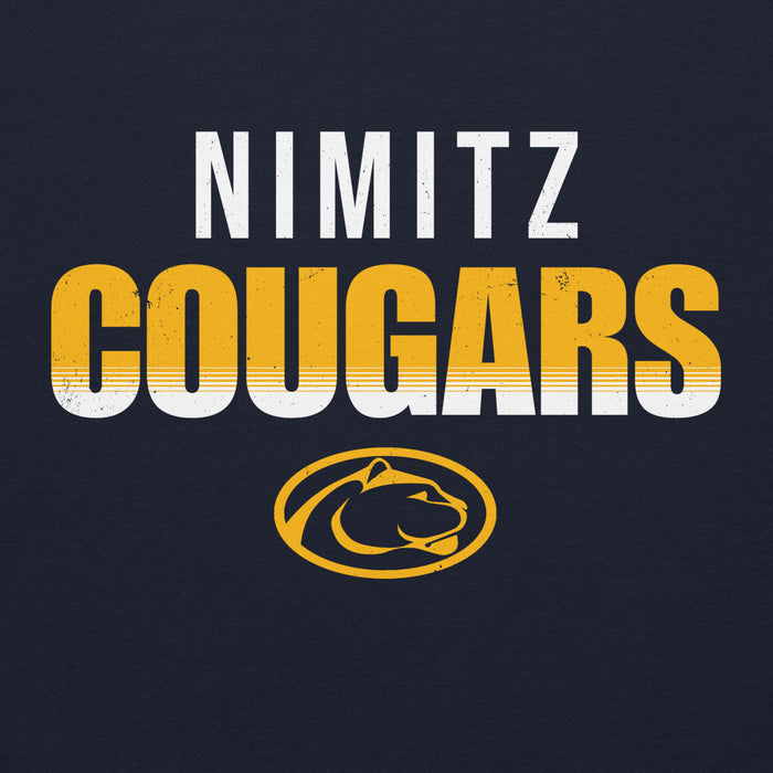 Close-up view of Nimitz High School Cougars Navy Blue Classic Unisex Hoodie 024