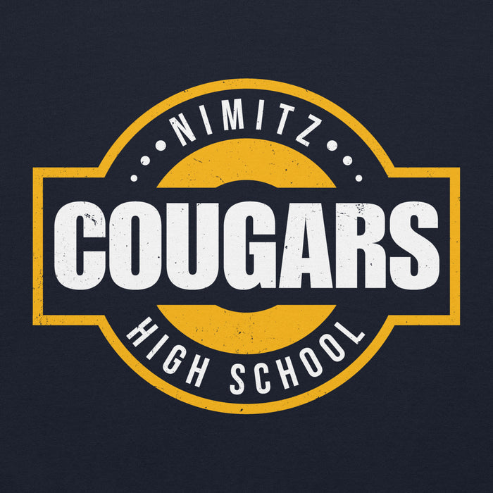 Close-up view of Nimitz High School Cougars Navy Blue Classic Unisex Hoodie 011
