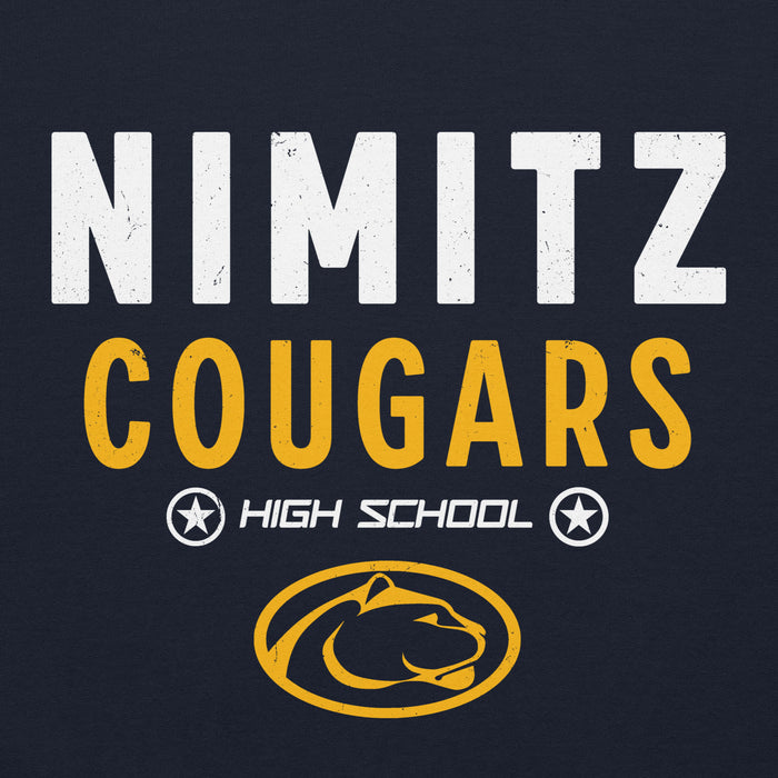 Close-up view of Nimitz High School Cougars Navy Blue Classic Unisex Hoodie 003