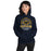 Woman wearing Nimitz High School Cougars Navy Blue Classic Unisex Hoodie 206