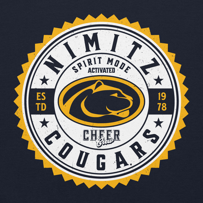Close-up view of Nimitz High School Cougars Navy Blue Classic Unisex Hoodie 203