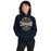Woman wearing Nimitz High School Cougars Navy Blue Classic Unisex Hoodie 218