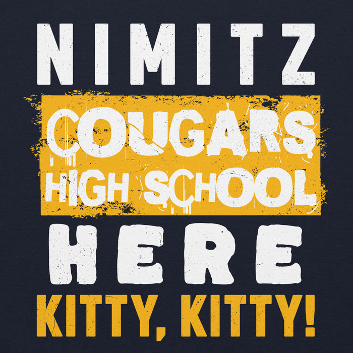 Close-up view of Nimitz High School Cougars Navy Blue Classic Unisex Hoodie 231