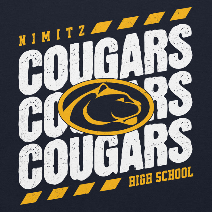 Close-up view of Nimitz High School Cougars Navy Blue Classic Unisex Hoodie 223