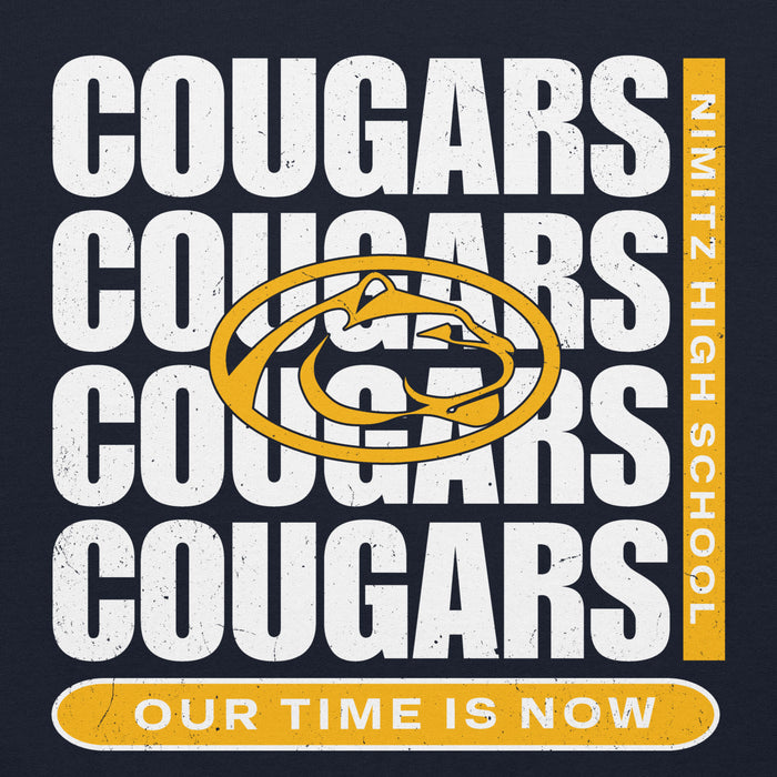 Close-up view of Nimitz High School Cougars Navy Blue Classic Unisex Hoodie 235