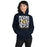 Woman wearing Nimitz High School Cougars Navy Blue Classic Unisex Hoodie 236