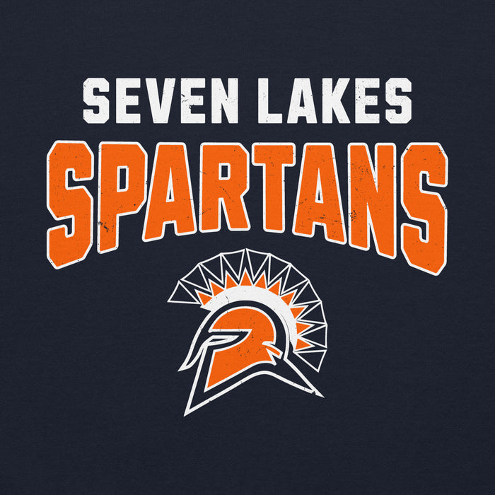 Close-up view of Seven Lakes High School Spartans Navy Blue Classic Unisex Hoodie 234