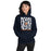 Woman wearing Seven Lakes High School Spartans Navy Blue Classic Unisex Hoodie 236