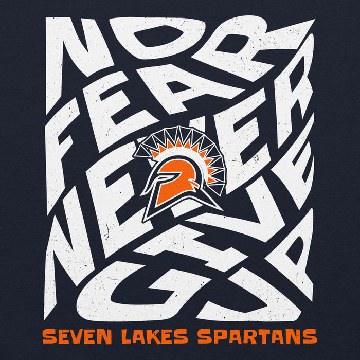 Close-up view of Seven Lakes High School Spartans Navy Blue Classic Unisex Hoodie 236