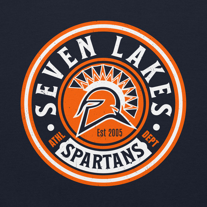 Close-up view of Seven Lakes High School Spartans Navy Blue Classic Unisex Hoodie 220