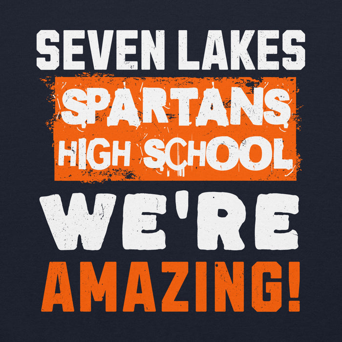 Close-up view of Seven Lakes High School Spartans Navy Blue Classic Unisex Hoodie 231