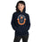 Woman wearing Seven Lakes High School Spartans Navy Blue Classic Unisex Hoodie 229