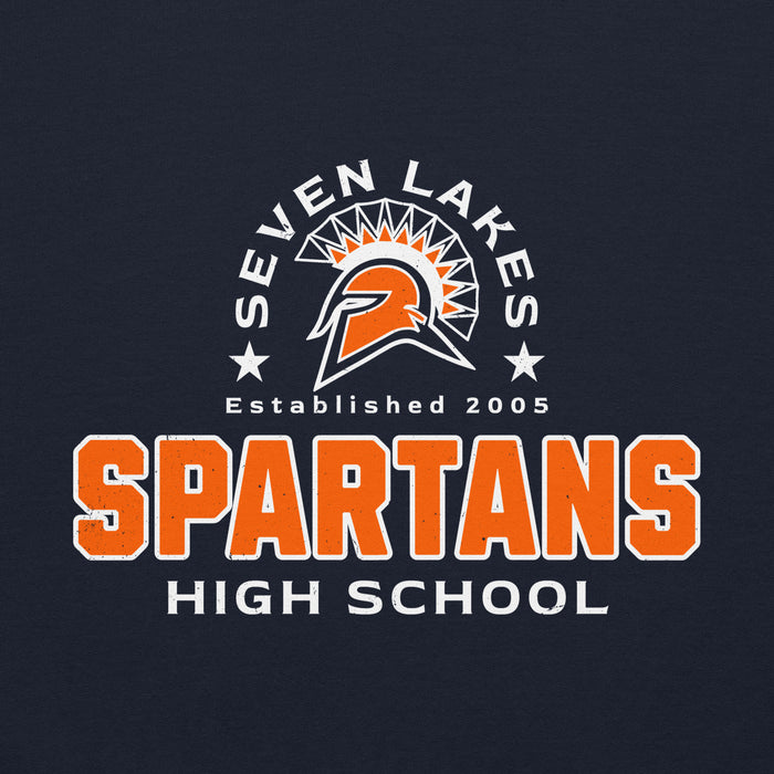 Close-up view of Seven Lakes High School Spartans Navy Blue Classic Unisex Hoodie 222