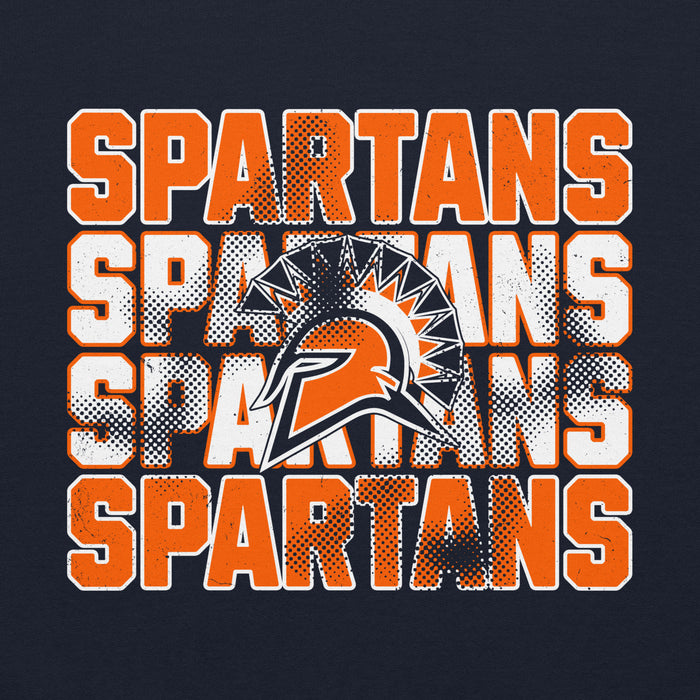 Close-up view of Seven Lakes High School Spartans Navy Blue Classic Unisex Hoodie 233