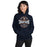 Woman wearing Seven Lakes High School Spartans Navy Blue Classic Unisex Hoodie 218