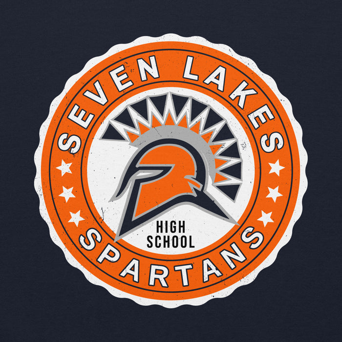 Close-up view of Seven Lakes High School Spartans Navy Blue Classic Unisex Hoodie 216