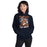 Woman wearing Seven Lakes High School Spartans Navy Blue Classic Unisex Hoodie 205