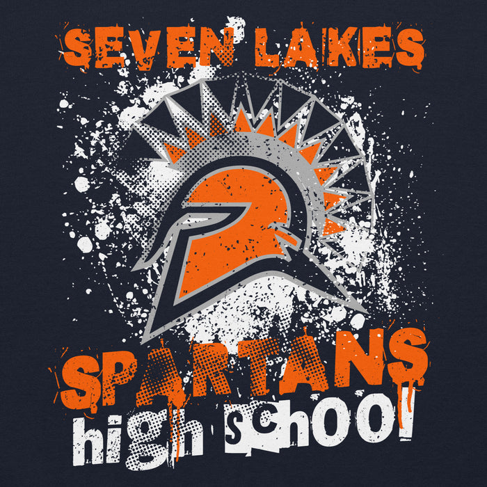 Close-up view of Seven Lakes High School Spartans Navy Blue Classic Unisex Hoodie 205