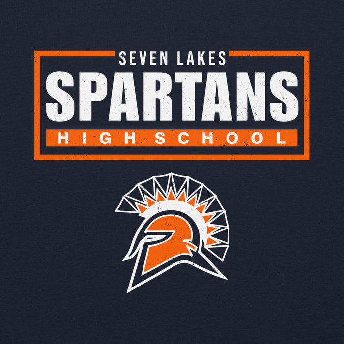Close-up view of Seven Lakes High School Spartans Navy Blue Classic Unisex Hoodie 049