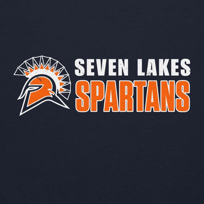 Close-up view of Seven Lakes High School Spartans Navy Blue Classic Unisex Hoodie 200